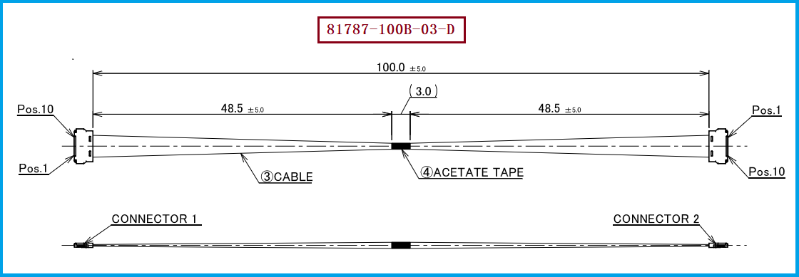 I-PEX 81787-100B-03-D极细同轴线束