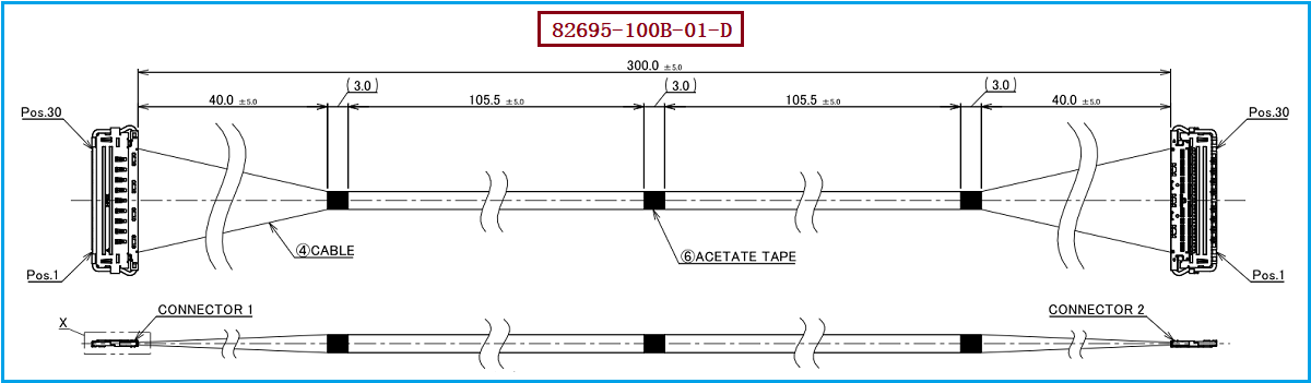 I-PEX 82695-100B-01-D极细同轴线束