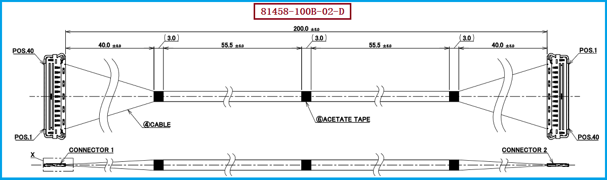 I-PEX 81458-100B-02-D极细同轴线束