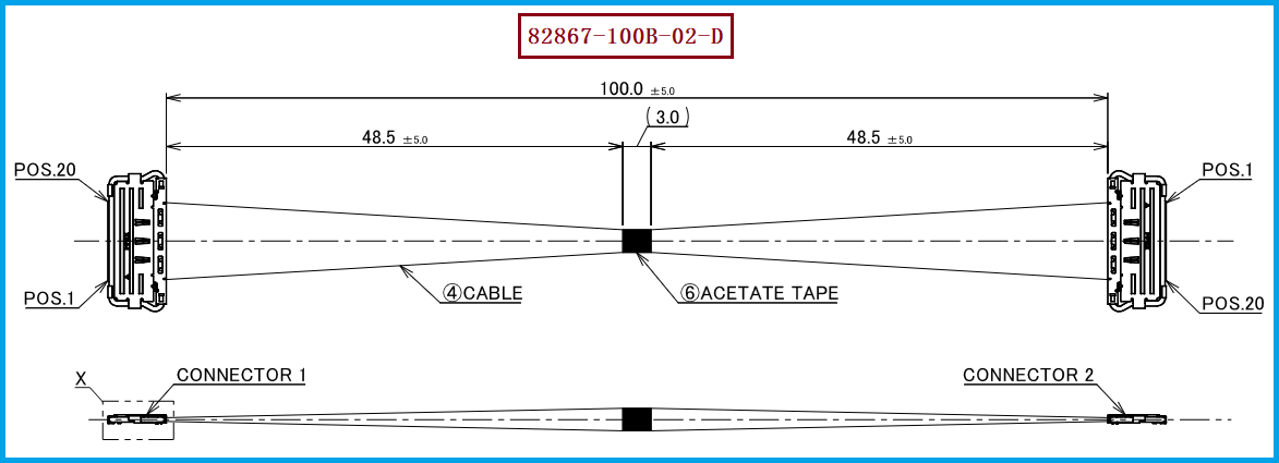 I-PEX 82867-100B-02-D极细同轴线束