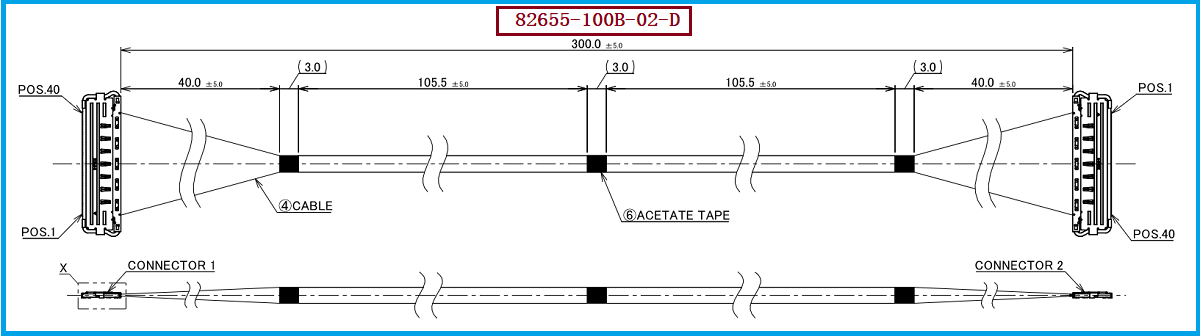 I-PEX 82655-100B-02-D极细同轴线束