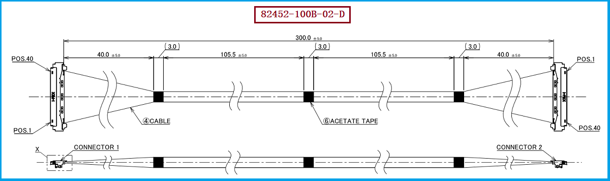 I-PEX 82452-100B-02-D极细同轴线束