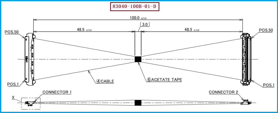 I-PEX 83040-100B-01-D极细同轴线束