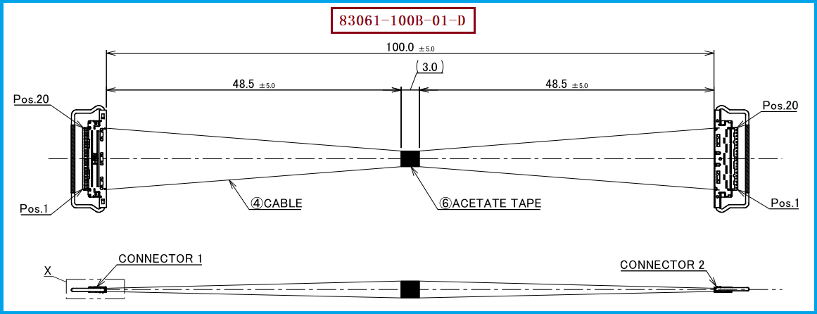 I-PEX 83061-100B-01-D极细同轴线束