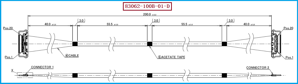 I-PEX 83062-100B-01-D极细同轴线束